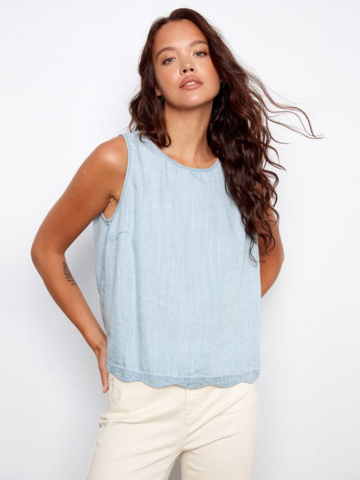 CHARLI B SCALLOP HEM TENCEL TANK