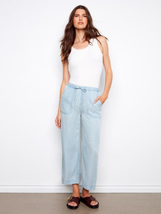 CHARLI B TENCEL WIDE LEG CROPPED PANT