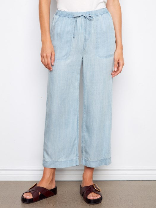 CHARLI B TENCEL WIDE LEG CROPPED PANT
