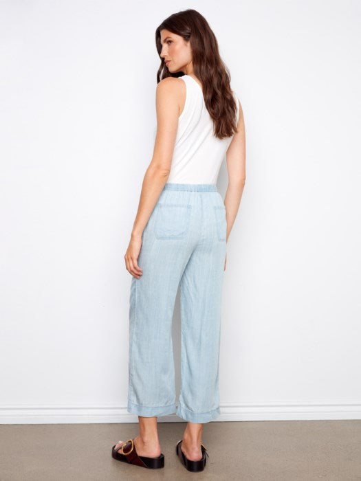 CHARLI B TENCEL WIDE LEG CROPPED PANT