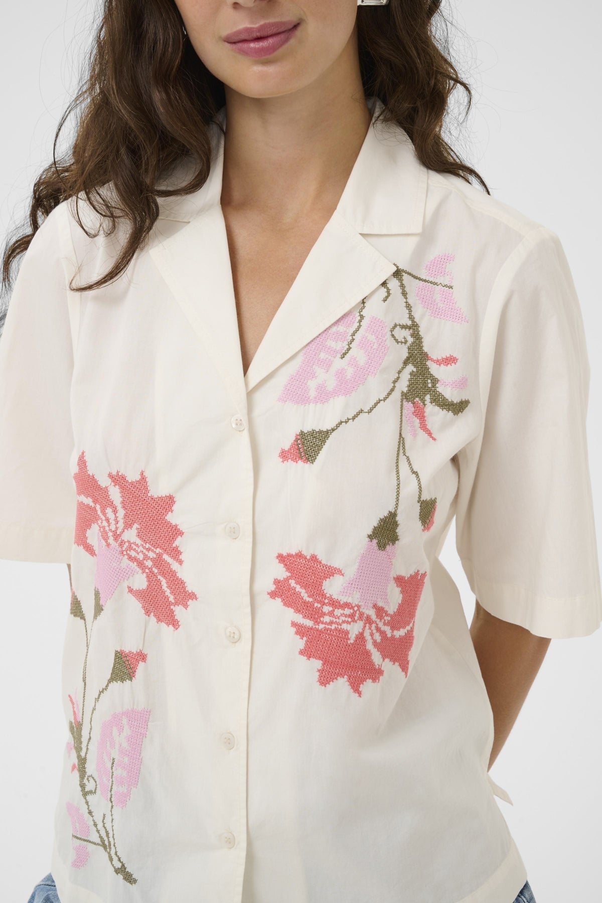 CULTURE CUALVILD OLENA SHORT SLEEVE COTTON TOP