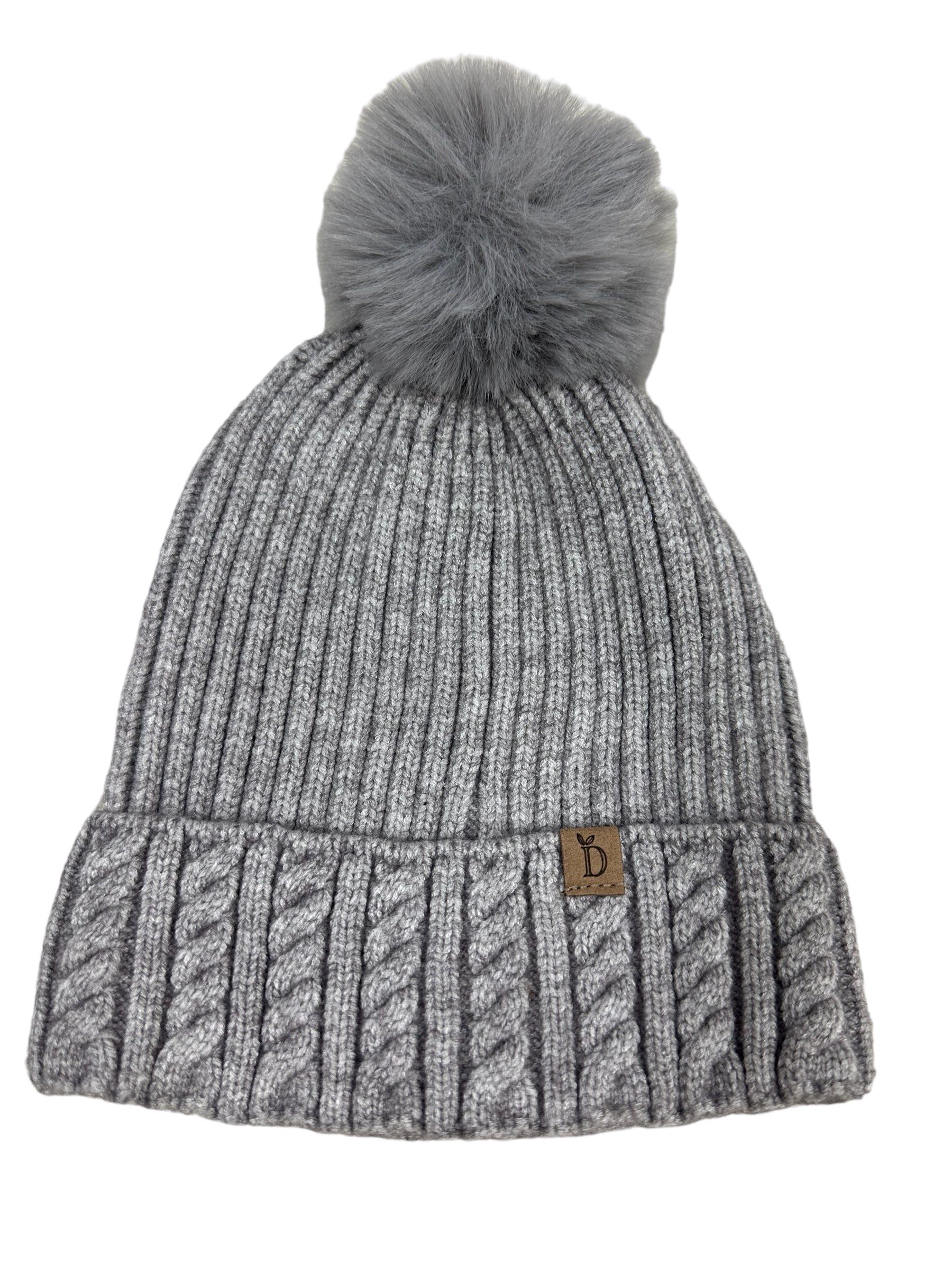 DO EVERYTHING CABLE KNIT FAUX FUR BEANIE