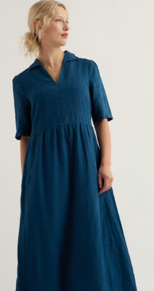 SEASALT CORNWALL FEN VIOLET LINEN MIDI DRESS