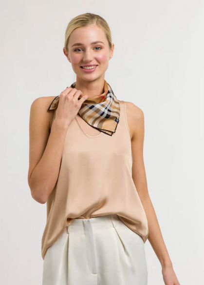 FRAAS SILK NECKERCHIEF PLAID SCARF