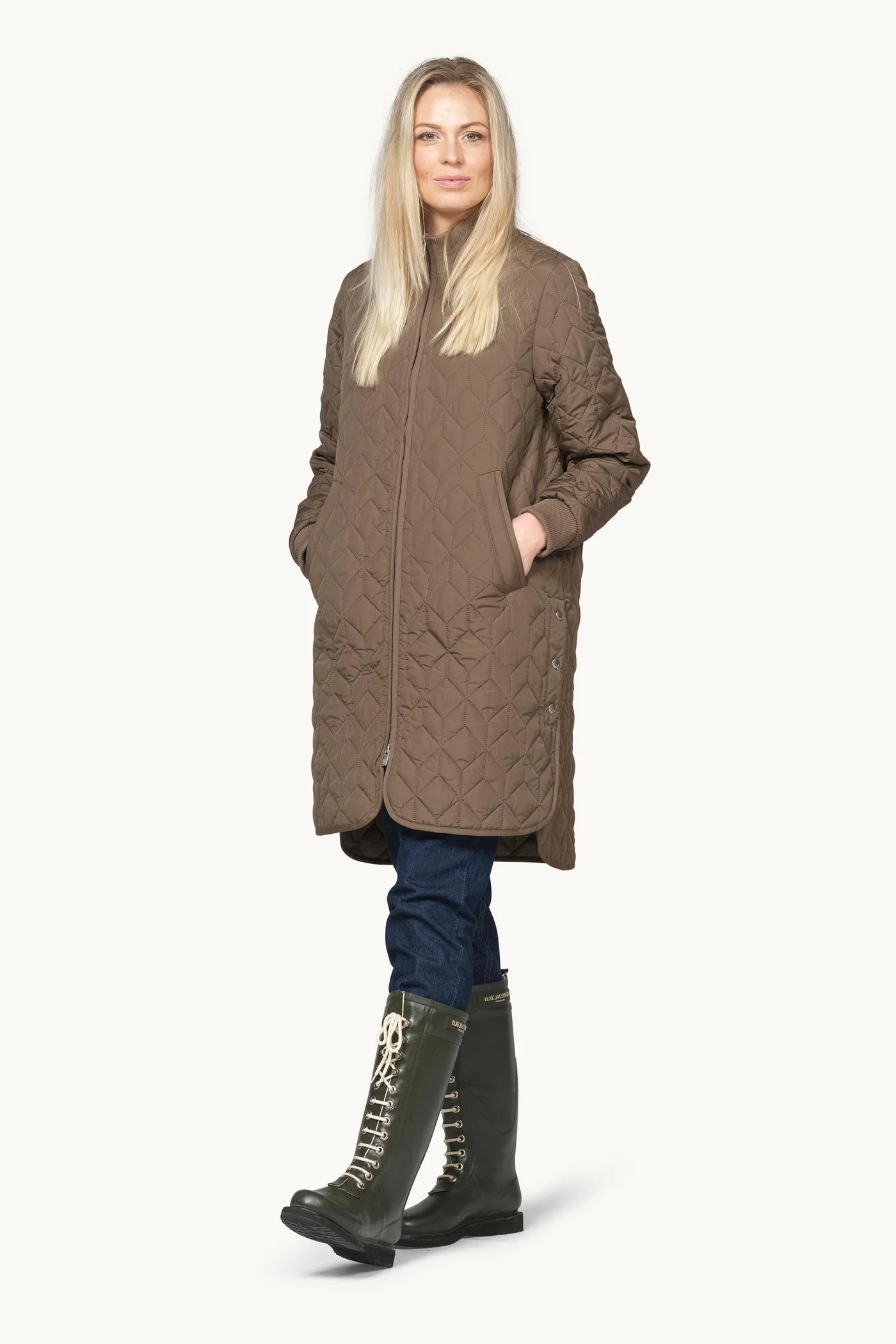 ILSE JACOBSEN LONG QUILTED CAR COAT