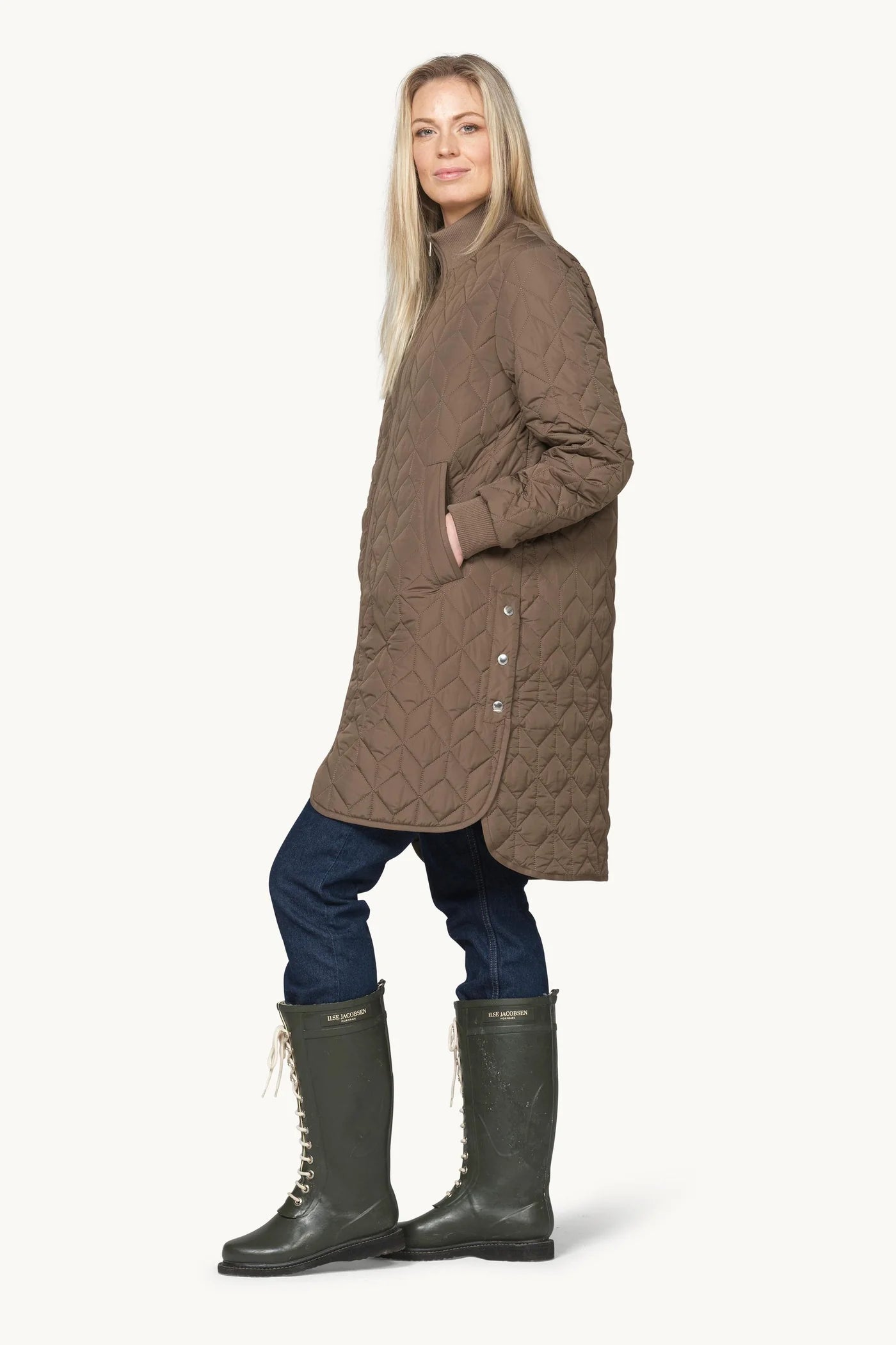 ILSE JACOBSEN LONG QUILTED CAR COAT