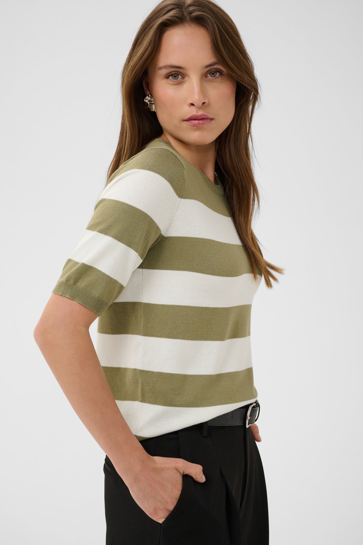 KAFFE KALIZZA WIDE STRIPE KNIT TEE