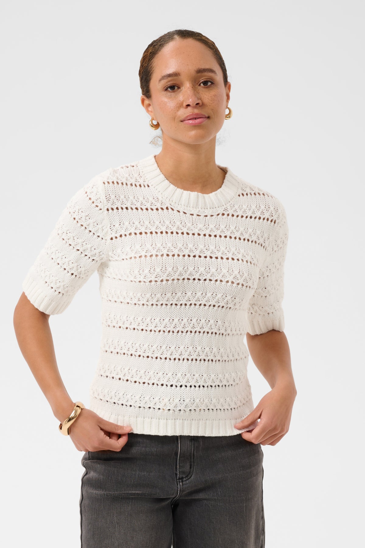 KAFFE KAKAREN COTTON KNIT PULLOVER