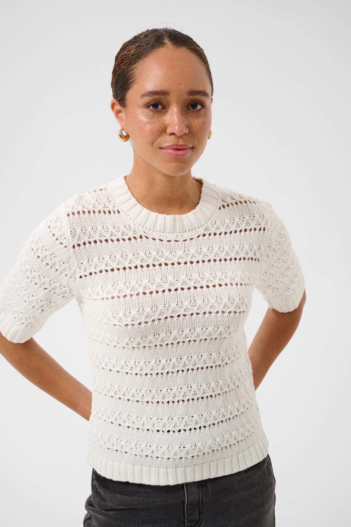 KAFFE KAKAREN COTTON KNIT PULLOVER