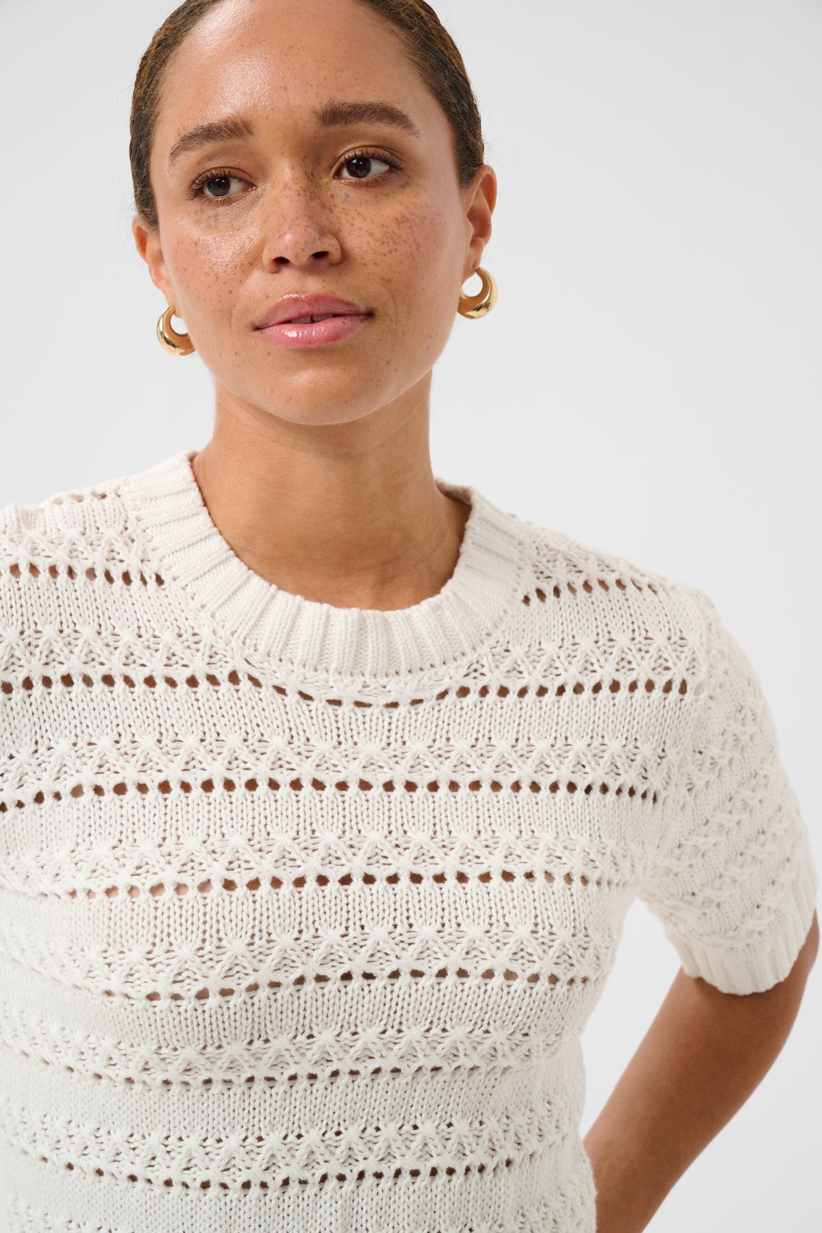 KAFFE KAKAREN COTTON KNIT PULLOVER