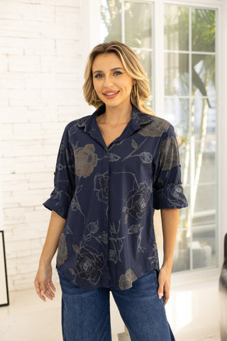 OVF ABSTRACT ROSE SHIRT