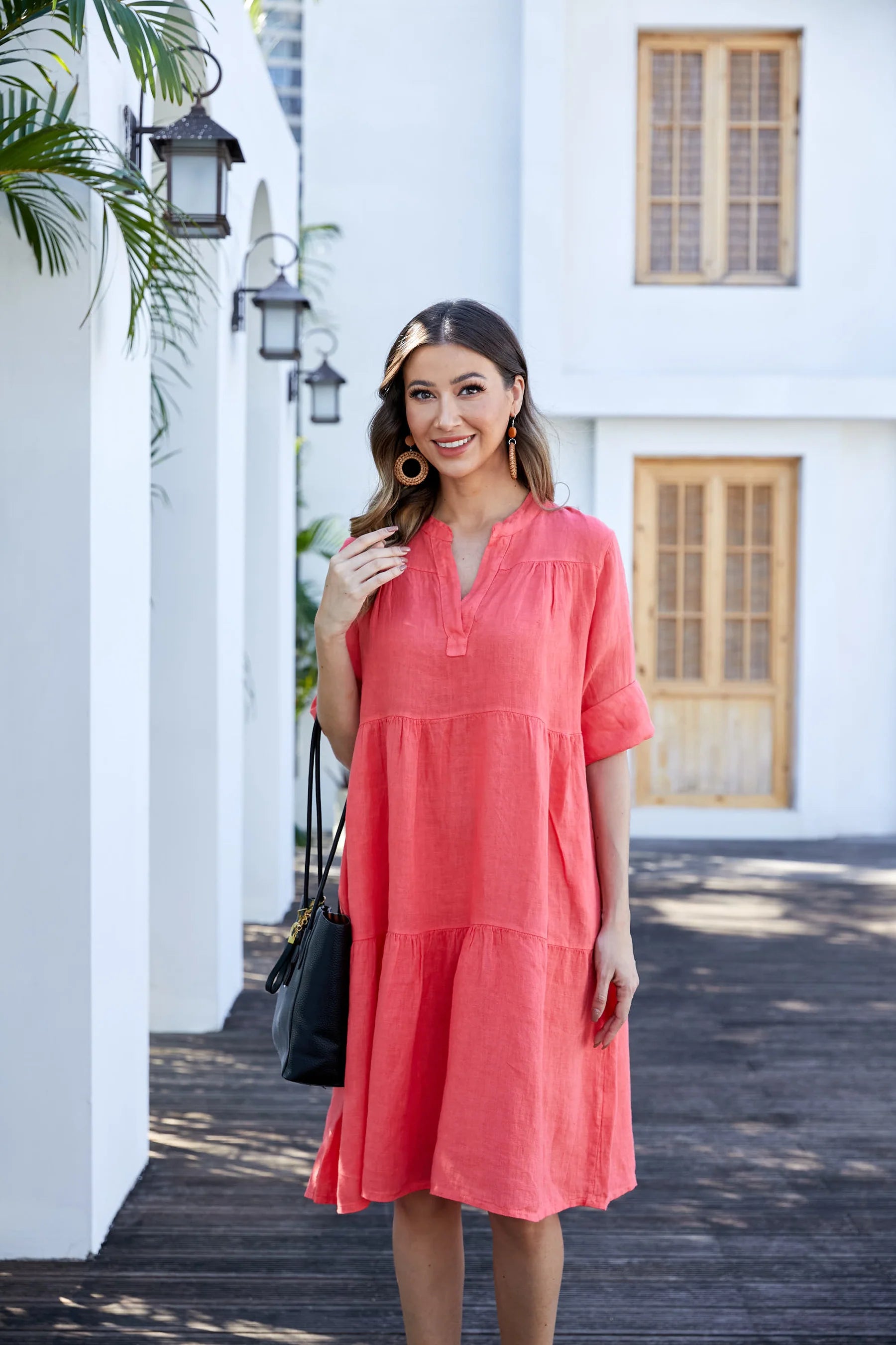 OVF ITALIAN ROLL UP SLEEVE DRESS