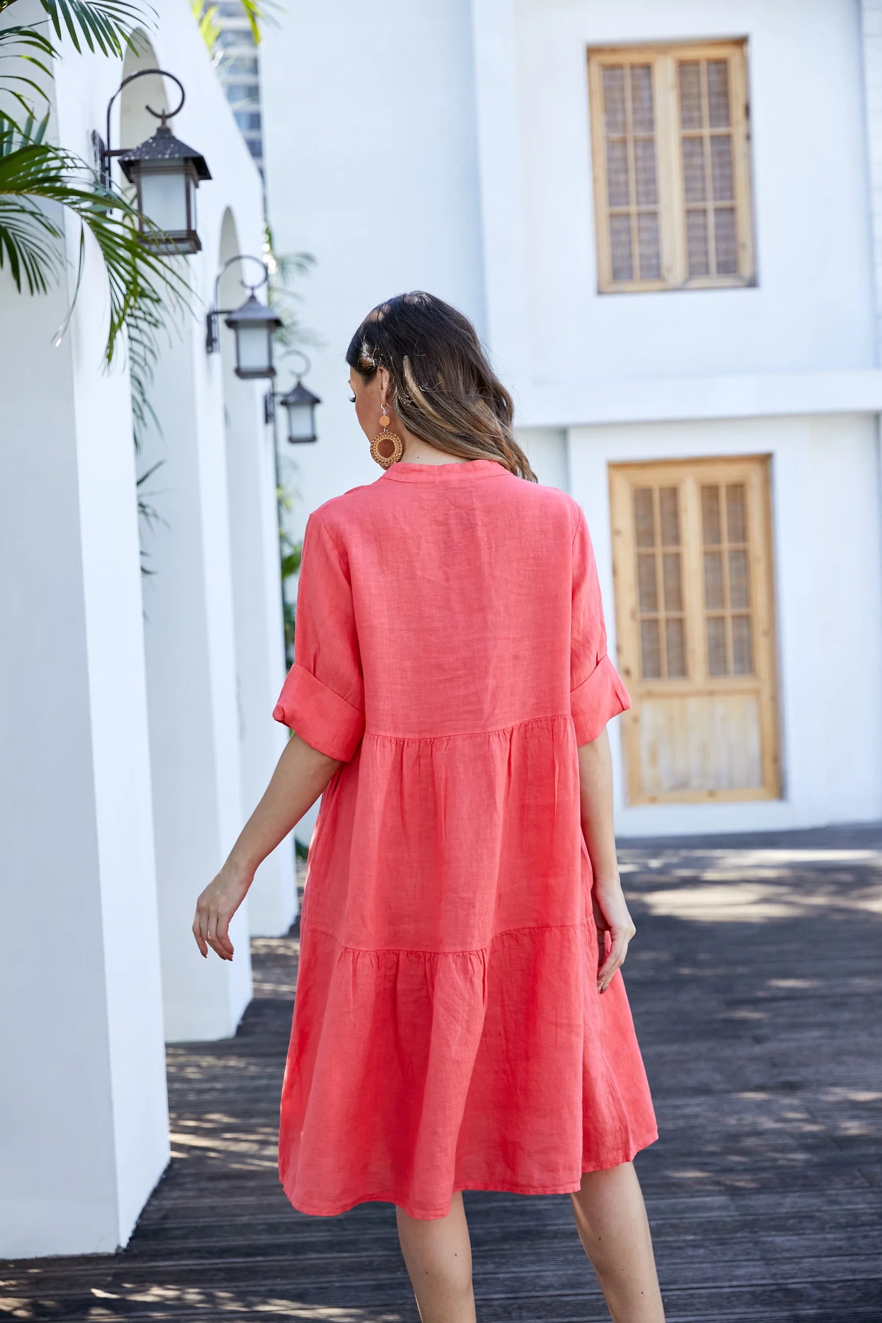 OVF ITALIAN ROLL UP SLEEVE DRESS