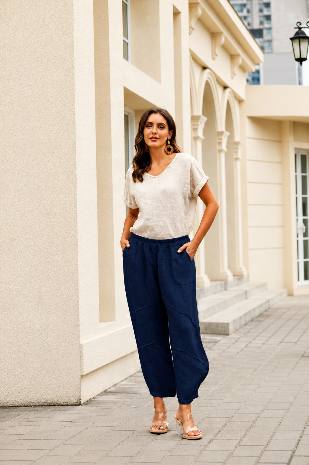OVF BARREL LEG LINEN PANT