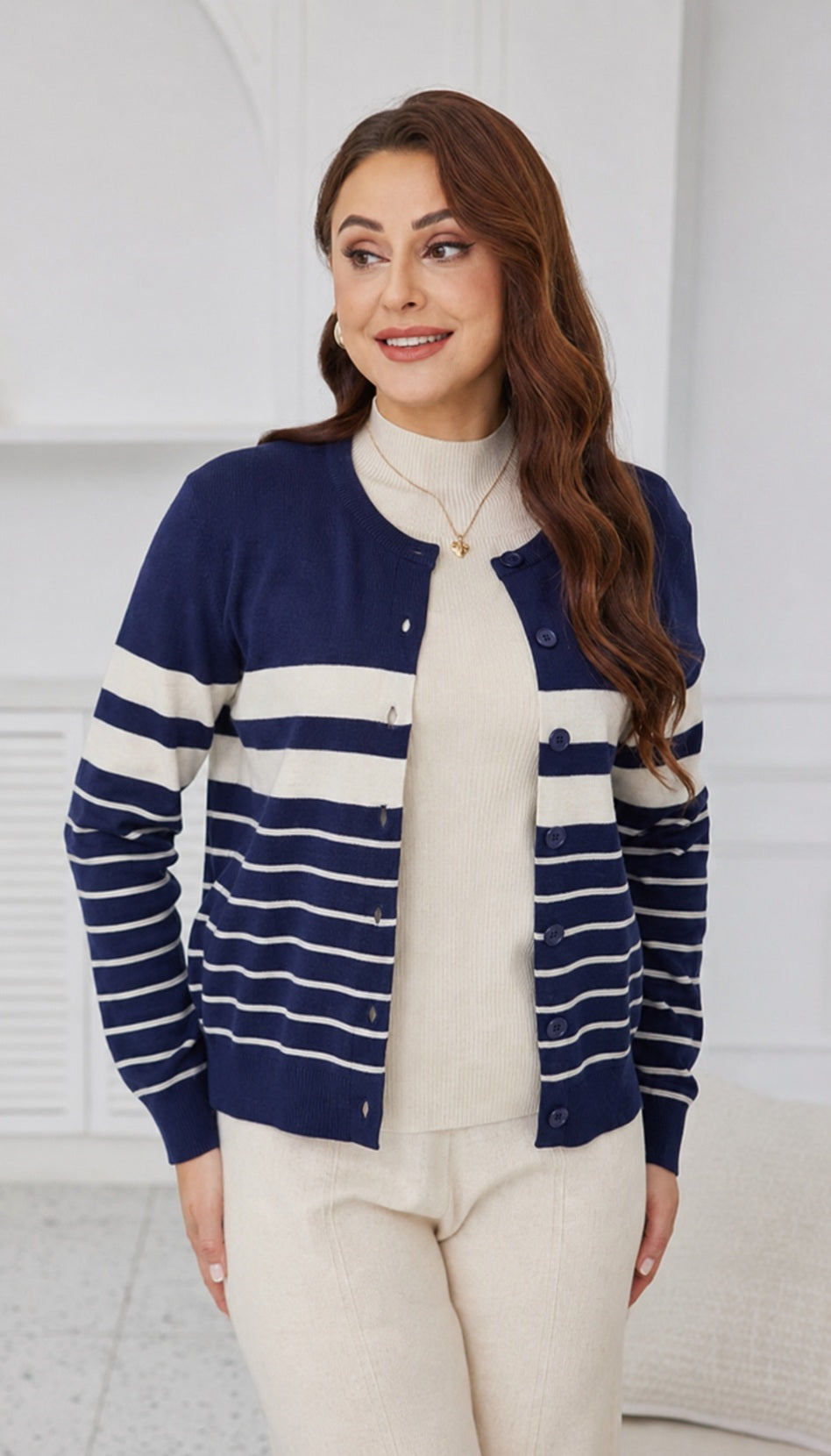 OVF STRIPED LUXE CARDIGAN