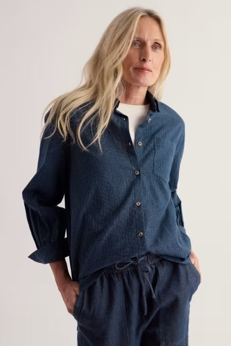 SEASALT CORNWALL SEA PATH COTTON BUTTON UP SHIRT