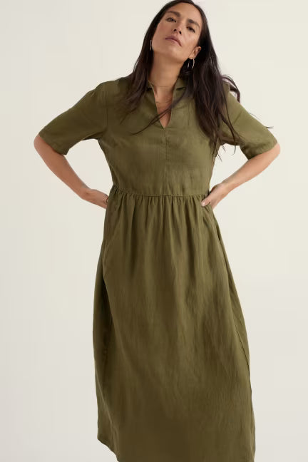 SEASALT CORNWALL FEN VIOLET LINEN MIDI DRESS