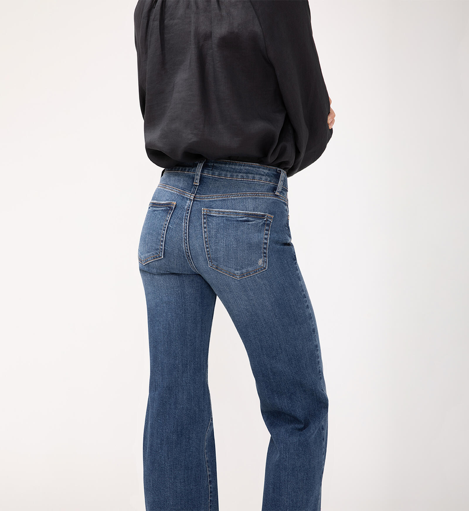 SILVER JEANS AVERY HIGH RISE TROUSER DARK WASH LEG JEANS