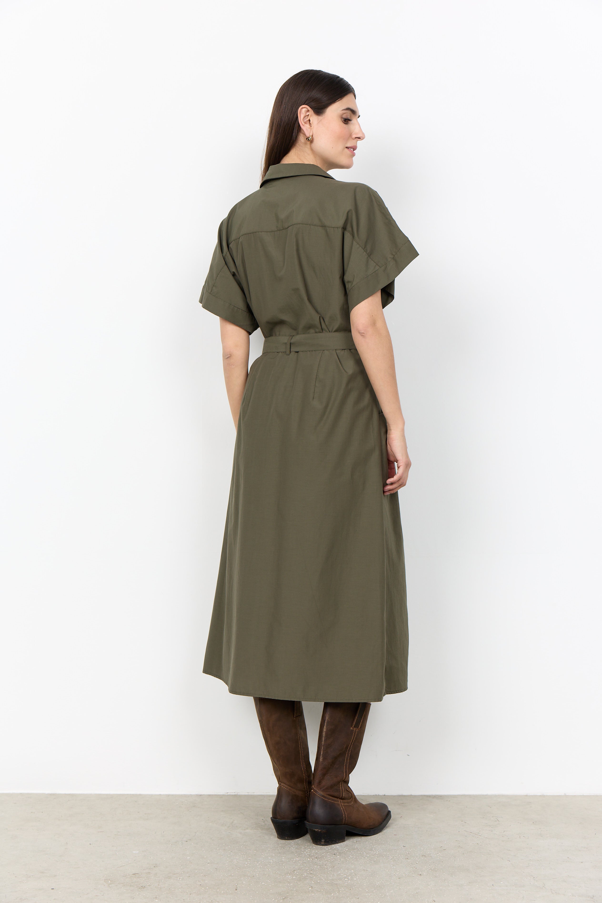 SOYA CONCEPT NETTI SHORT SLEEVE BUTTON UP DRESS
