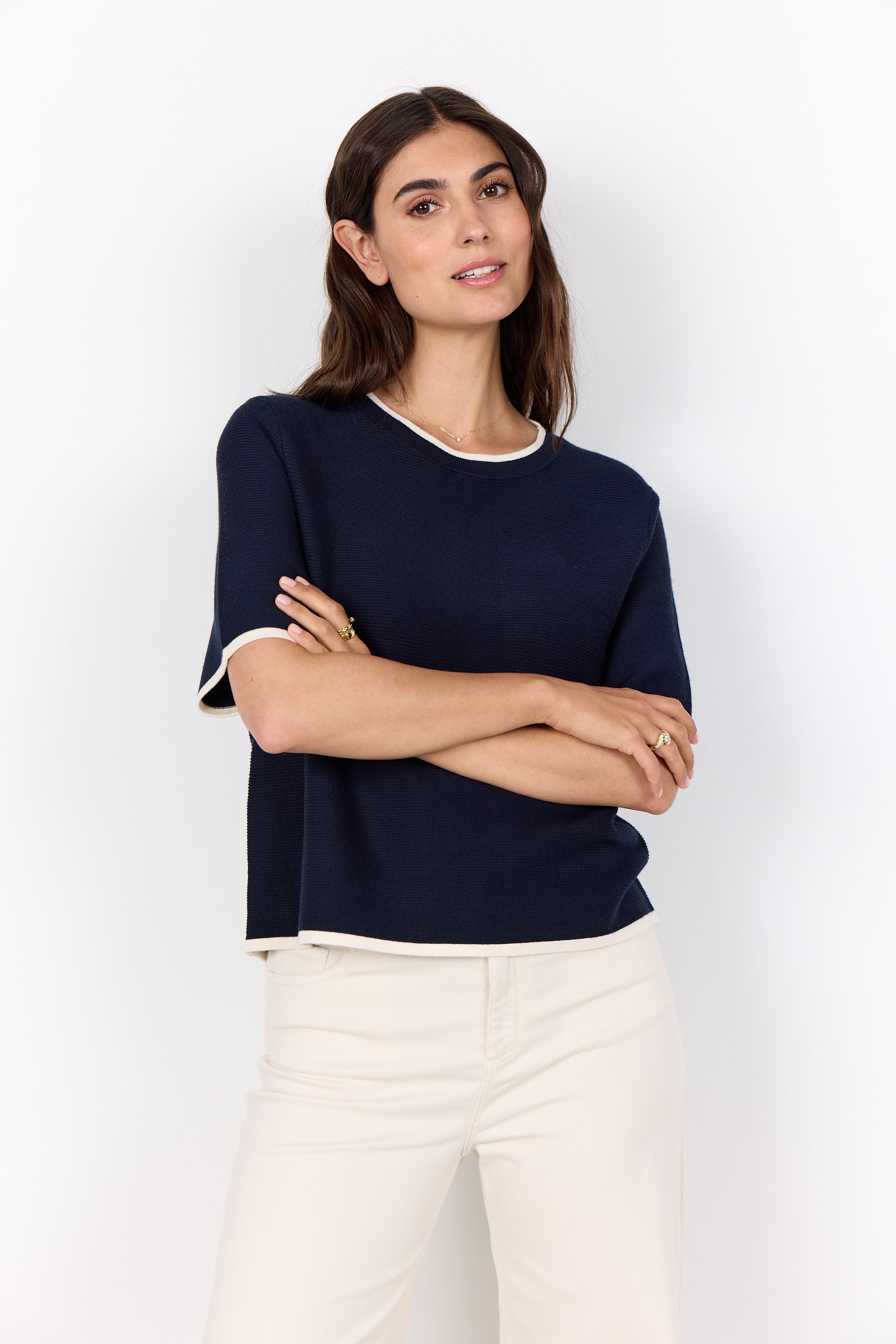 SOYA CONCEPT DOLLIE SHORT SLEEVE CONTRAST TRIM TEE