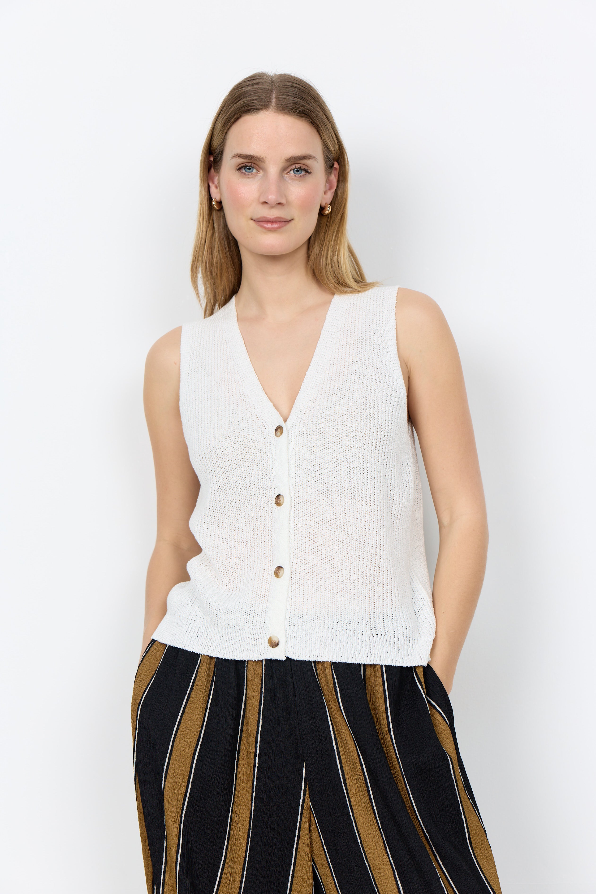 SOYA CONCEPT FELIZIA OPEN KNIT VEST TOP