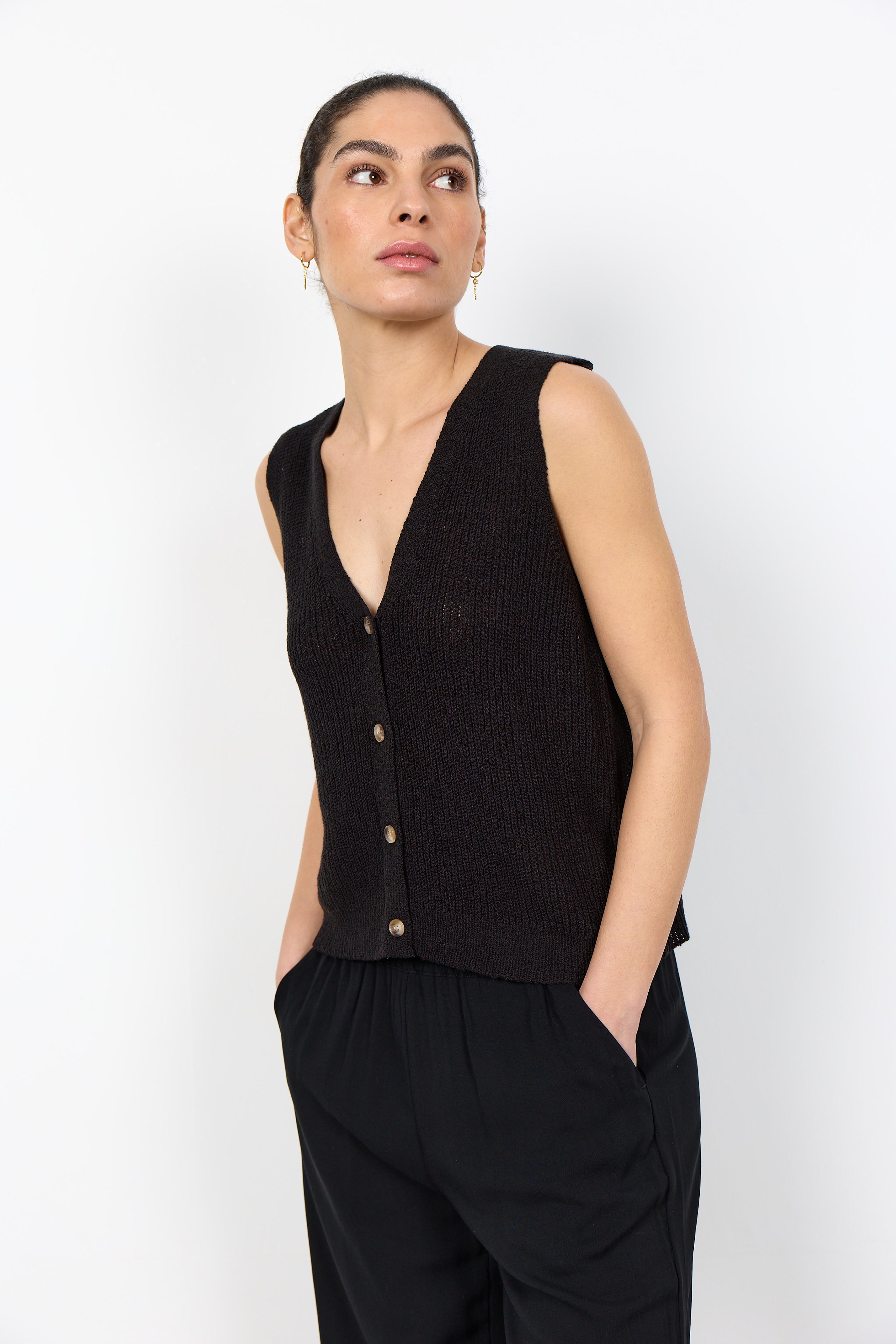 SOYA CONCEPT FELIZIA OPEN KNIT VEST TOP