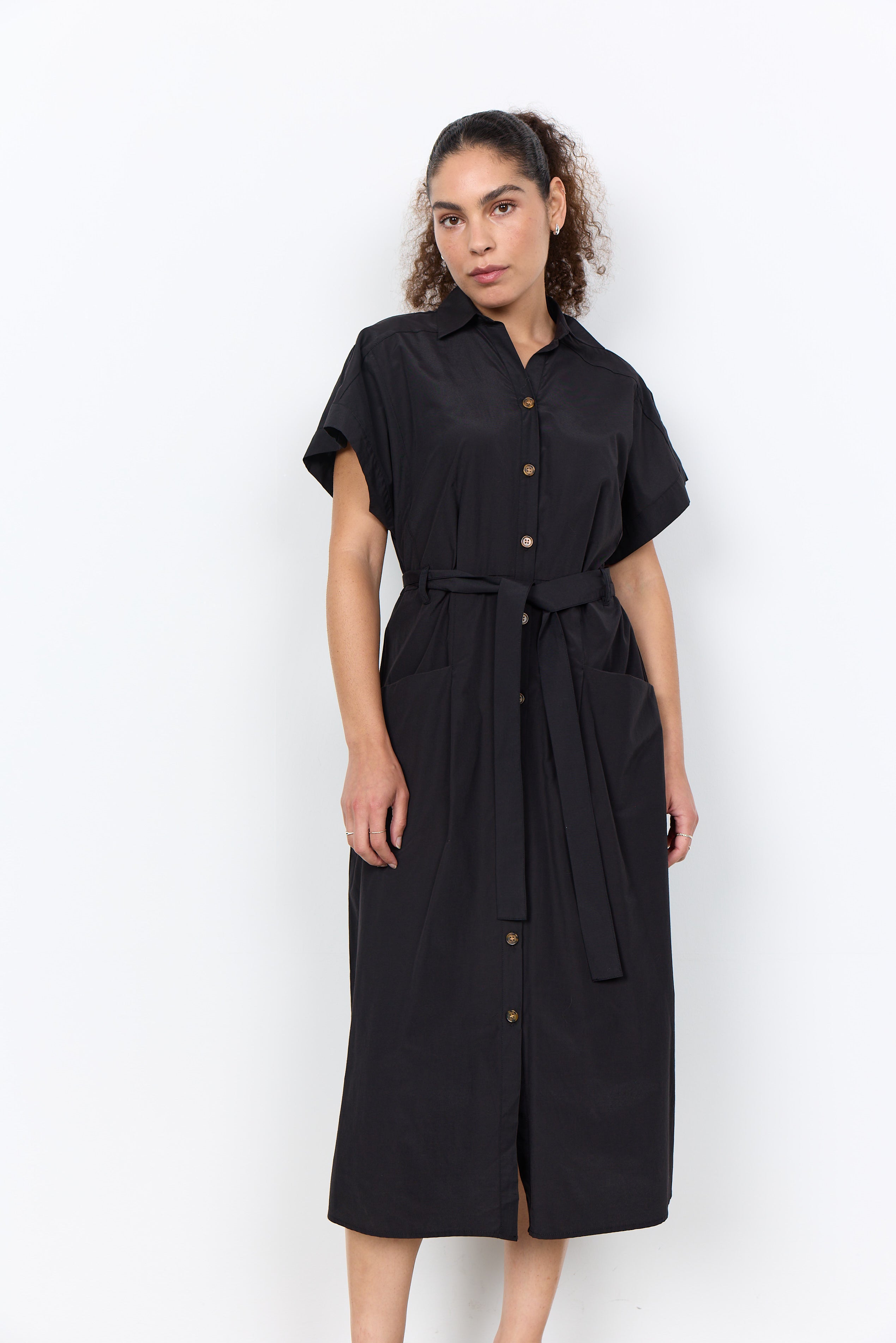 SOYA CONCEPT NETTI SHORT SLEEVE BUTTON UP DRESS