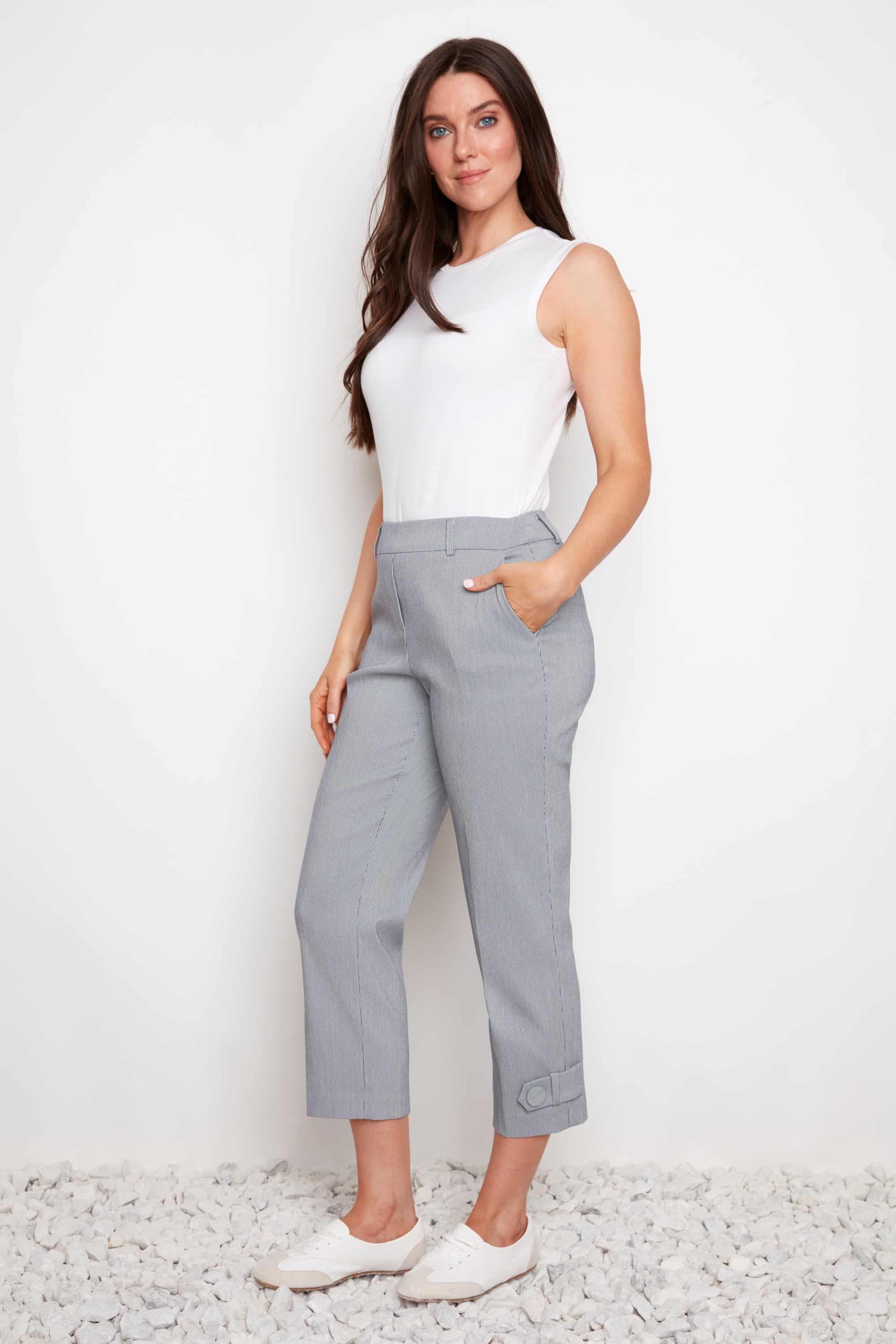UP! TECHNO BUTTON TAB CROPPED PANT