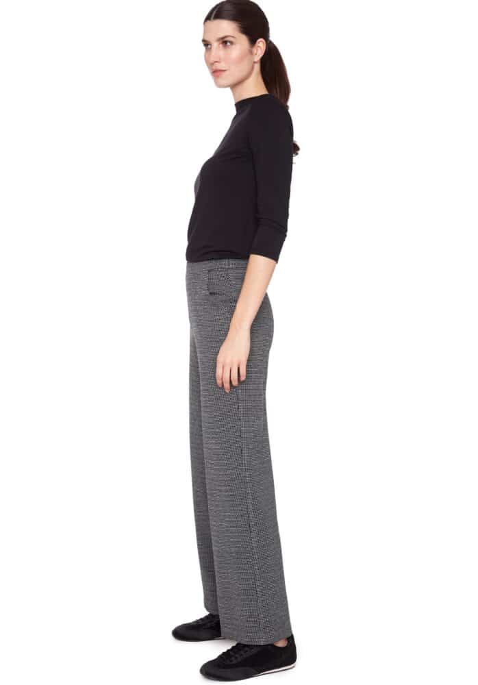 UP PANTS CHECK PRINT KNIT WIDE LEG PANT