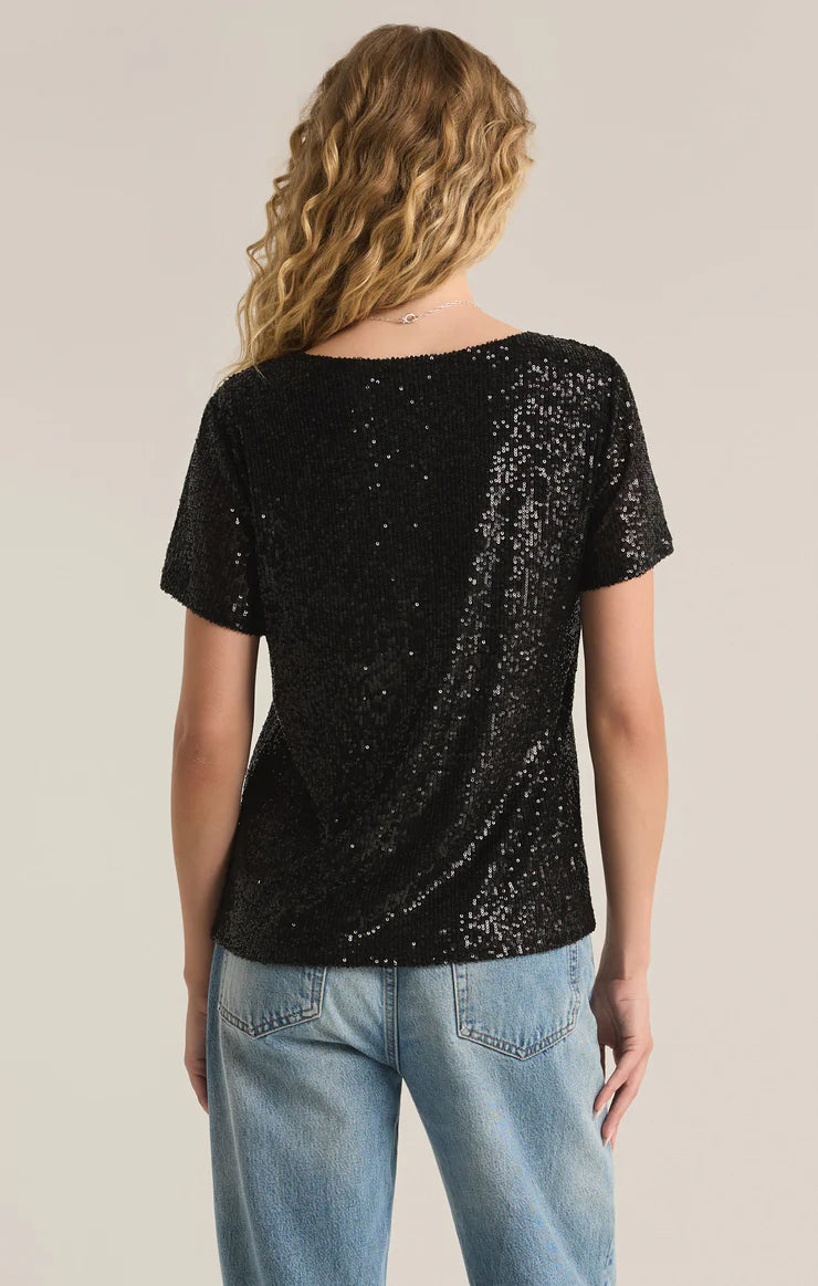 Z SUPPLY MARBELLA SEQUIN SHORT SLEEVE TOP
