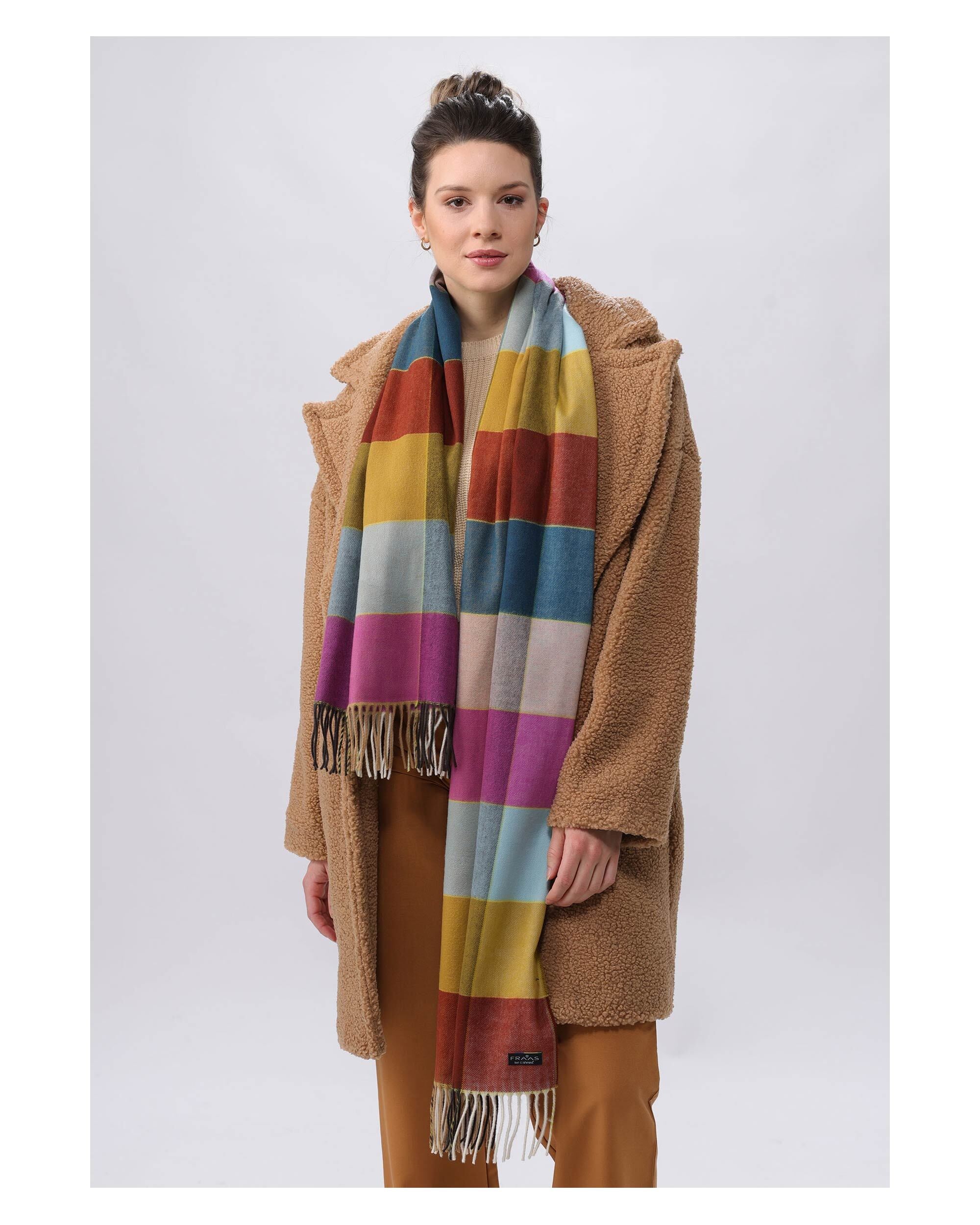 FRAAS CASHMINK CHECK OVERSIZED SCARF